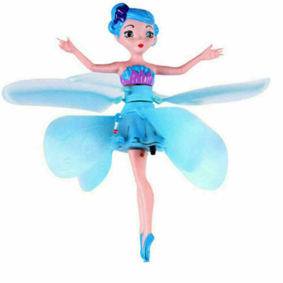 (Blue) Flying Princess Dolls Magic Gift Infrared Induction Control Toy For Kids Gifts Blue