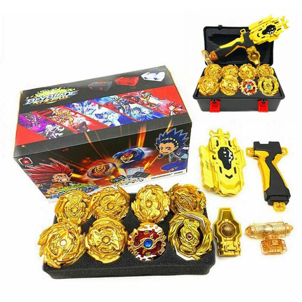 12X Beyblade Gyro With Launcher Kid Portable Burst Set With Box Golden