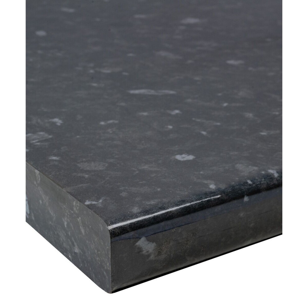 (1000 x 600mm, Length + Width Cut) Black Slate Gloss Laminate Kitchen Worktop 30mm