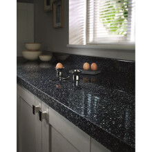 (1500 x 600mm, Length Cut) Black Sparkle Square Edge Laminate Kitchen Worktop 40mm