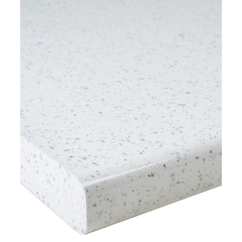 Wilsonart (1000 x 600mm, No Cut) White Sparkle Gloss Laminate Kitchen Worktop 40mm