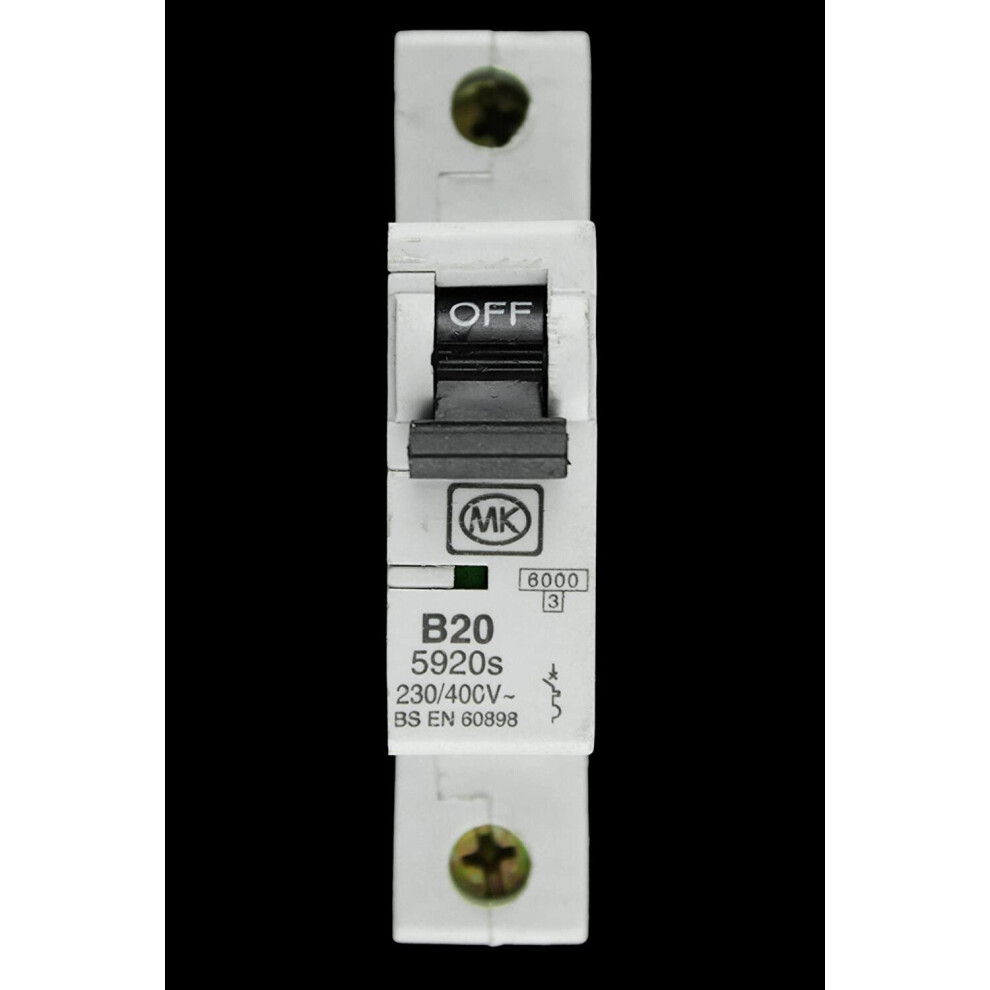 Mk Miniature Circuit Breaker (Mcb) Single Pole Type B - 20A 230V B20 5017490195708