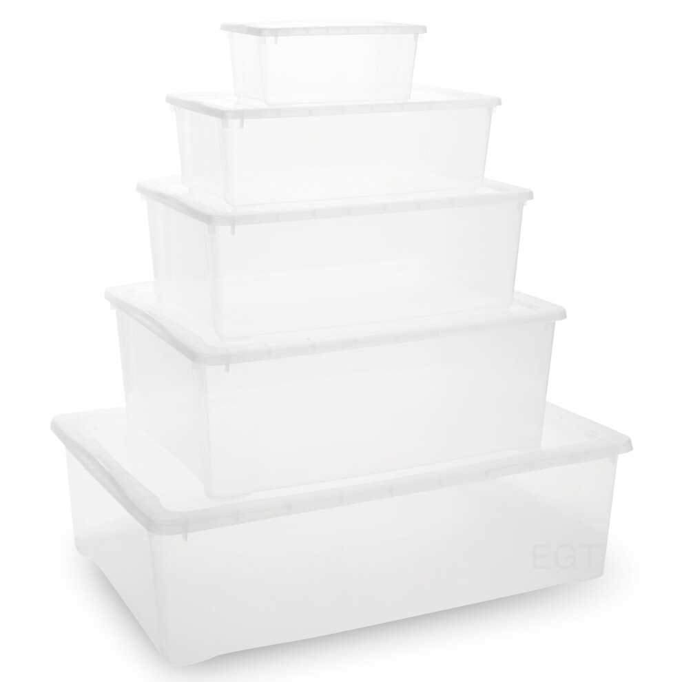 (1, Size 3 - 38 x 26 x 13) Plastic Stackable Storage Boxes + Lids Containers