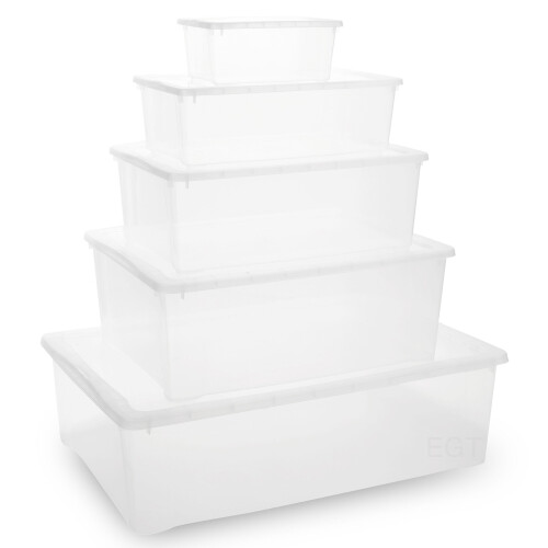 URBN Living (3, Size 2 - 33 x 19.5 x 11) Plastic Stackable Storage Boxes + Lids Containers