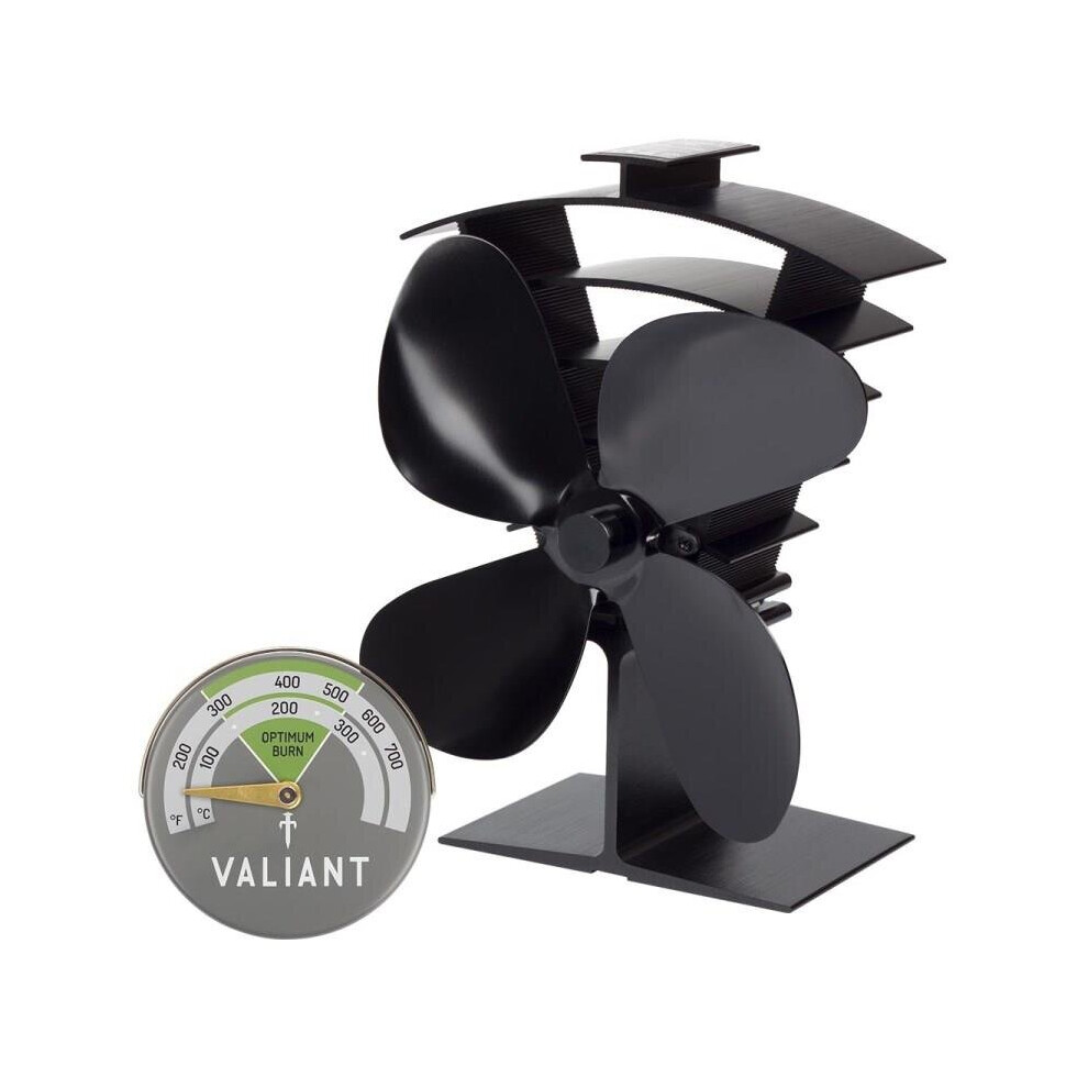 Valiant Premium IV Stove Fan and Magnetic Green Thermometer Twin Pack