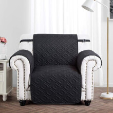 (Black Dark Grey, 1 Seater Sofa Cover) Reversible Quilted Waterproof Sofa Cover Recliner Chair & Pet Cover