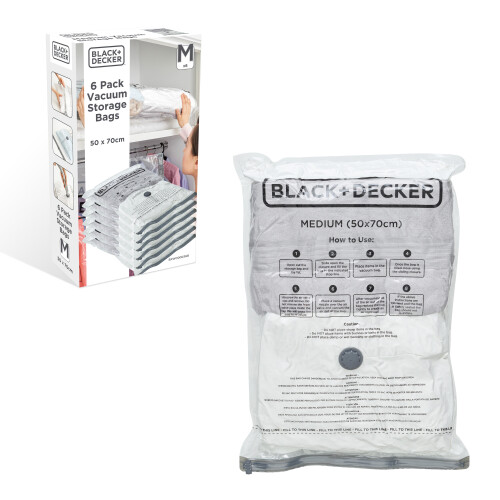 Black + Decker (Medium) BLACK+DECKER 6pk Vacuum Storage Bags, White