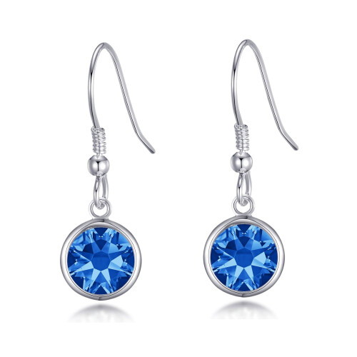 Philip Jones Jewellery Dark Blue Crystal Drop Earrings Created with Swarovski Crystals