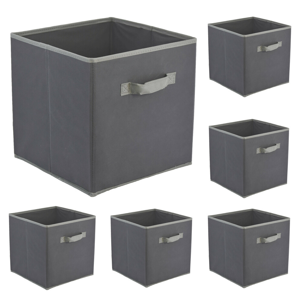 (6) GEEZY Storage Boxes Foldable Square Canvas Collapsible Folding Fabric Cubes Box Toys