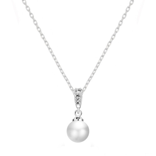 Philip Jones Jewellery Silver Plated Pearl Drop Necklace Created with Swarovski Crystals 2