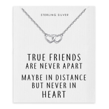 Sterling Silver True Friends Heart Link Necklace with Quote Card