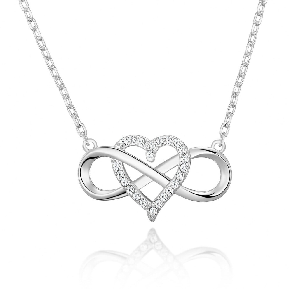 Silver Plated Infinity Heart Necklace Created with Swarovski Crystals