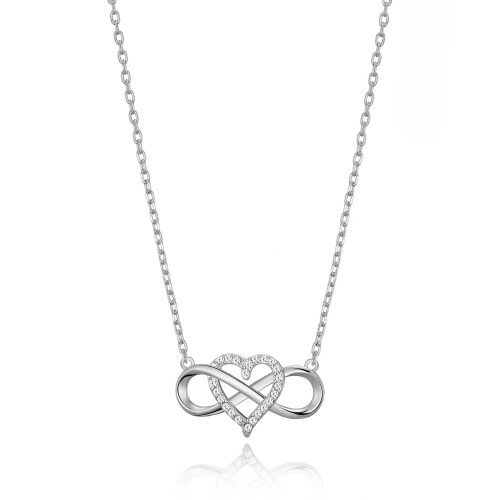Philip Jones Jewellery Silver Plated Infinity Heart Necklace Created with Swarovski Crystals 2
