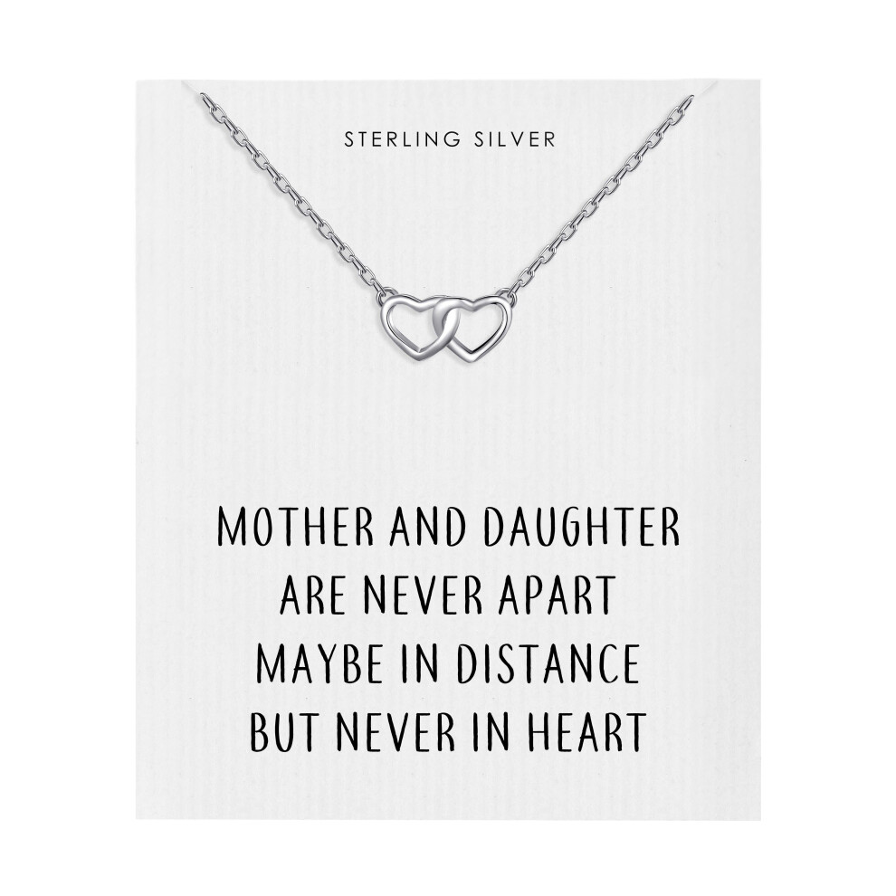 Philip Jones Jewellery Sterling Silver Mother And Daughter Quote Heart Link Necklace Multicoloured