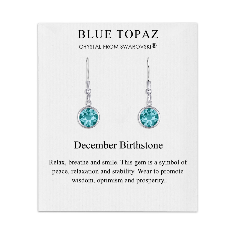 December Birthstone Drop Earrings Created with Blue Topaz Swarovski Crystals