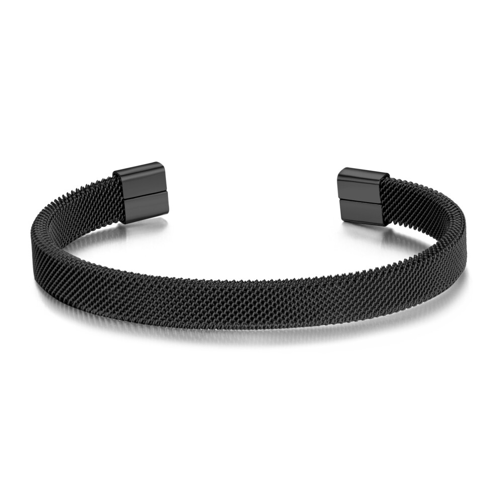Men's Black Steel Mesh Cuff Bracelet