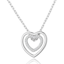 Silver Plated Double Heart Necklace Created with Swarovski Crystals