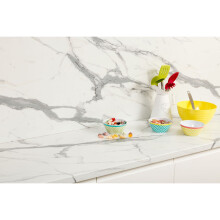 (1000 x 600mm, Length + Width Cut) Marble Veneto Laminate Kitchen Worktop 40mm