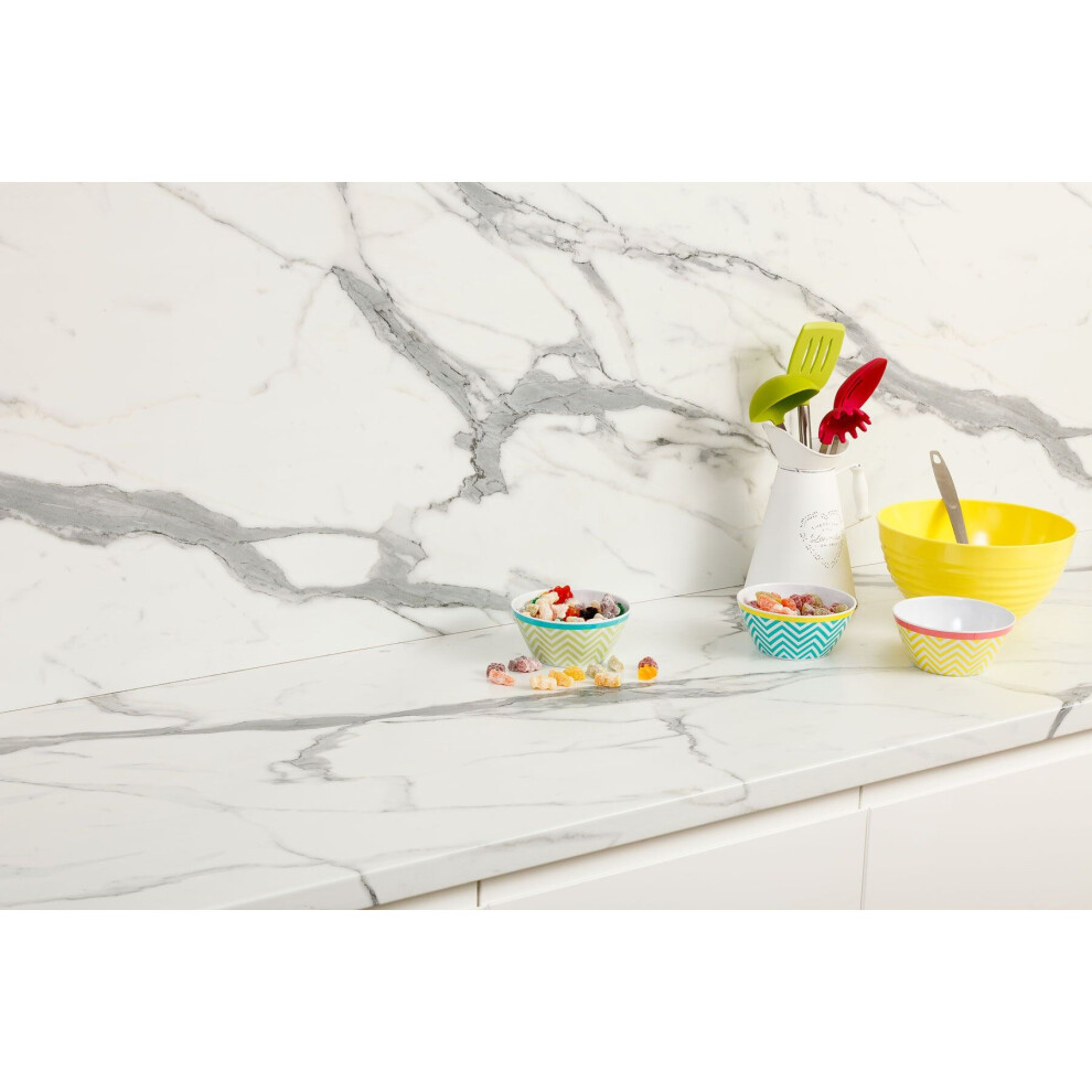 (1000 x 600mm, No Cut) Marble Veneto Laminate Kitchen Worktop 40mm