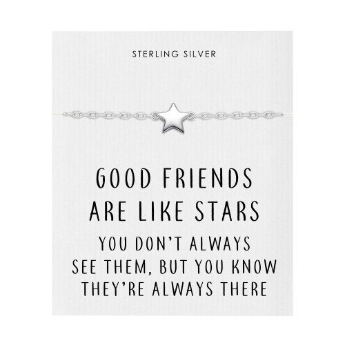 Philip Jones Jewellery Sterling Silver Friendship Quote Star Bracelet 1