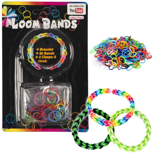 (1) 80Pc Loom Bands Starter Set Clasps Hook Bracelet