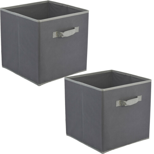 GEEZY (2) GEEZY Storage Boxes Foldable Square Canvas Collapsible Folding Fabric Cubes Box Toys