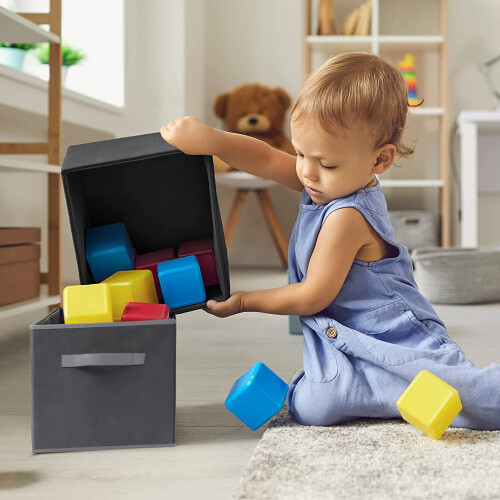 GEEZY (1) GEEZY Storage Boxes Foldable Square Canvas Collapsible Folding Fabric Cubes Box Toys 1