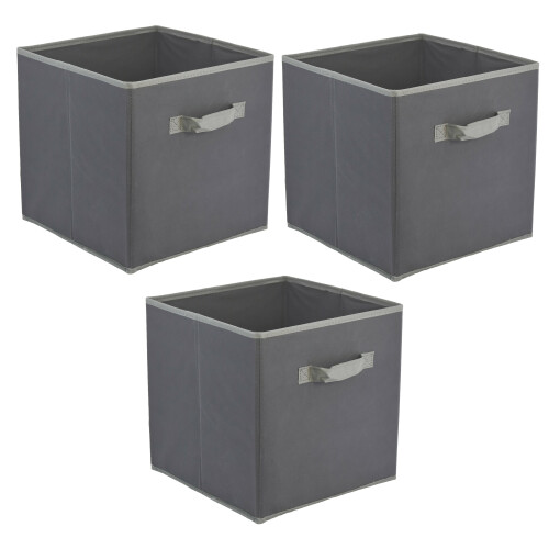 GEEZY (3) GEEZY Storage Boxes Foldable Square Canvas Collapsible Folding Fabric Cubes Box Toys