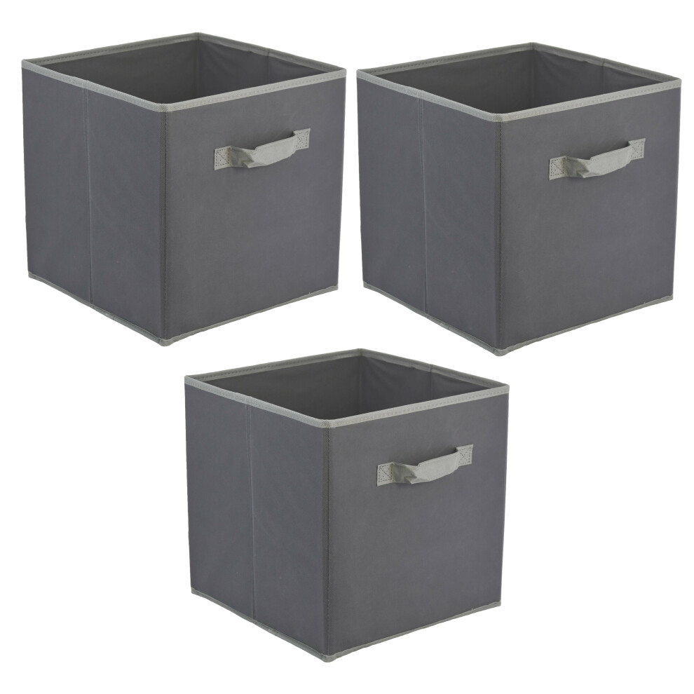 (3) GEEZY Storage Boxes Foldable Square Canvas Collapsible Folding Fabric Cubes Box Toys