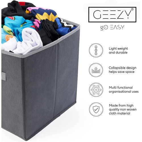 GEEZY (1) GEEZY Storage Boxes Foldable Square Canvas Collapsible Folding Fabric Cubes Box Toys 2