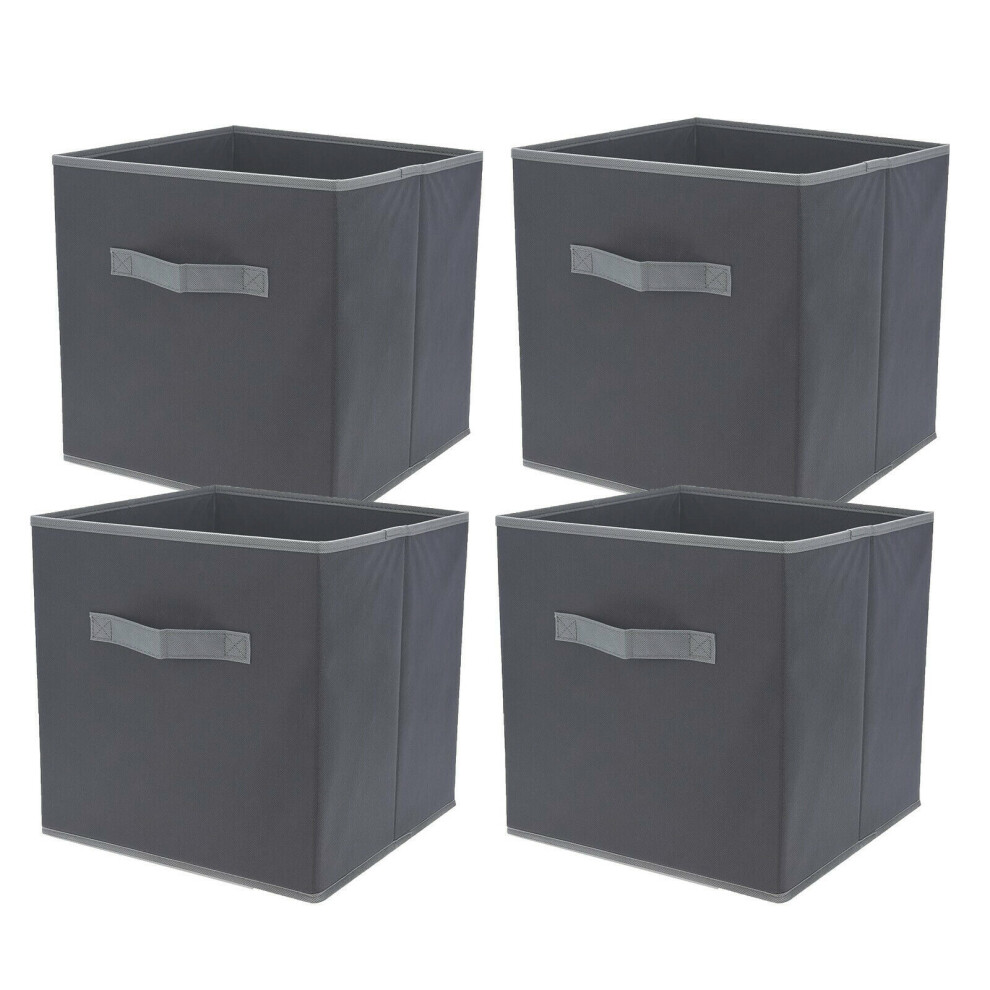 (4) GEEZY Storage Boxes Foldable Square Canvas Collapsible Folding Fabric Cubes Box Toys