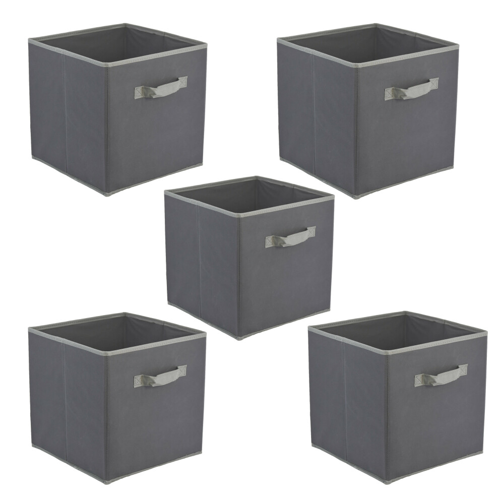 (5) GEEZY Storage Boxes Foldable Square Canvas Collapsible Folding Fabric Cubes Box Toys