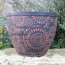 (10 Inches , Black with Copper) 10" 14" Chendu Patio Bowl Garden Planter Pot