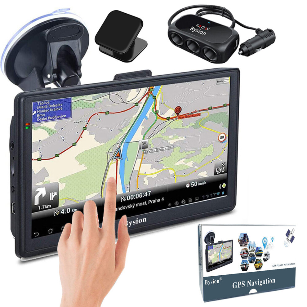 Bysion 7 inch Sat Nav, UK Maps (FREE Lifetime Updates), Sat Navs for Car/Truck/Lorries/HGV/Motorhomes/LGV, Postcodes & POI,Lane Assist