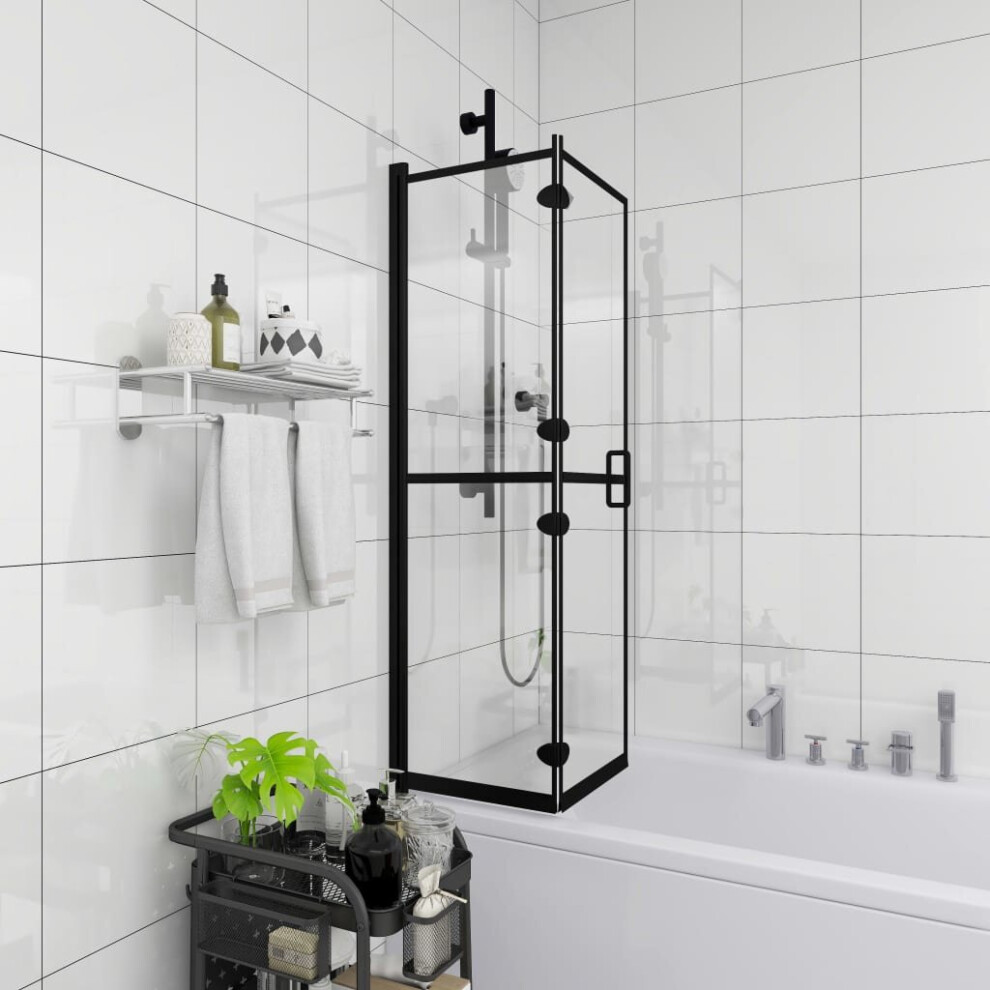 vidaXL Folding Shower Enclosure ESG Black Bathroom Shower Screen Cubicle Cabin