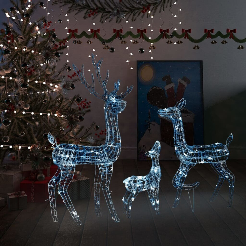 Vidaxl Acrylic Reindeer Family Xmas Christmas Decoration 300 Led Cold White