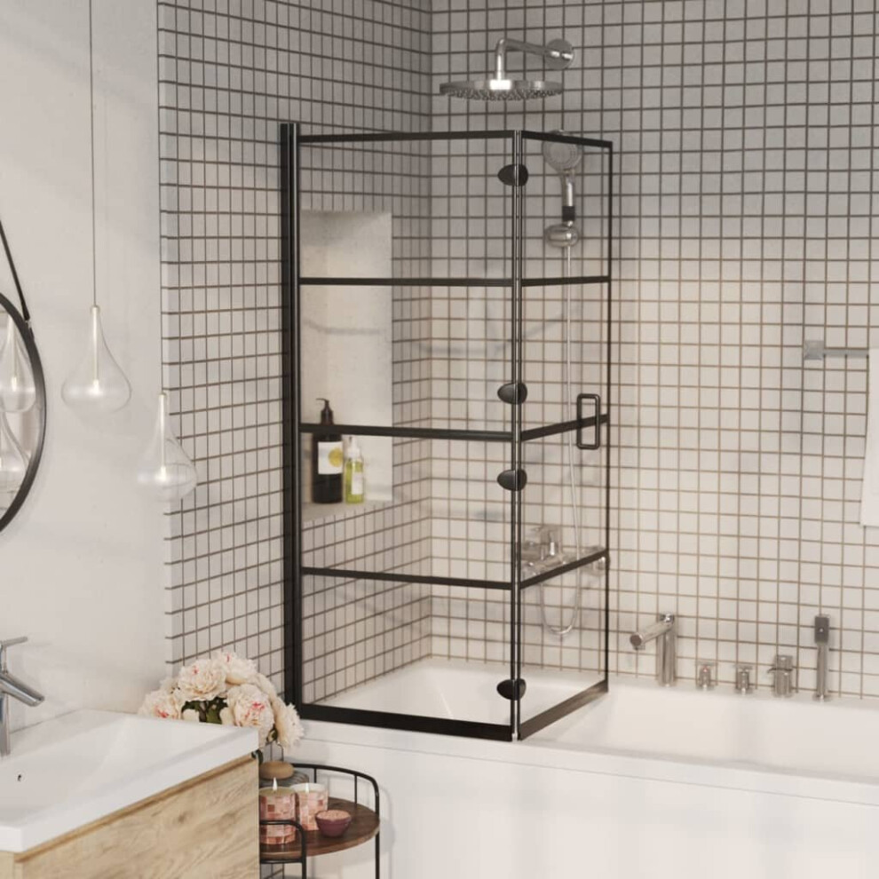 Vidaxl Folding Shower Enclosure Esg Black Bathroom Shower Cabin Cubicle Screen