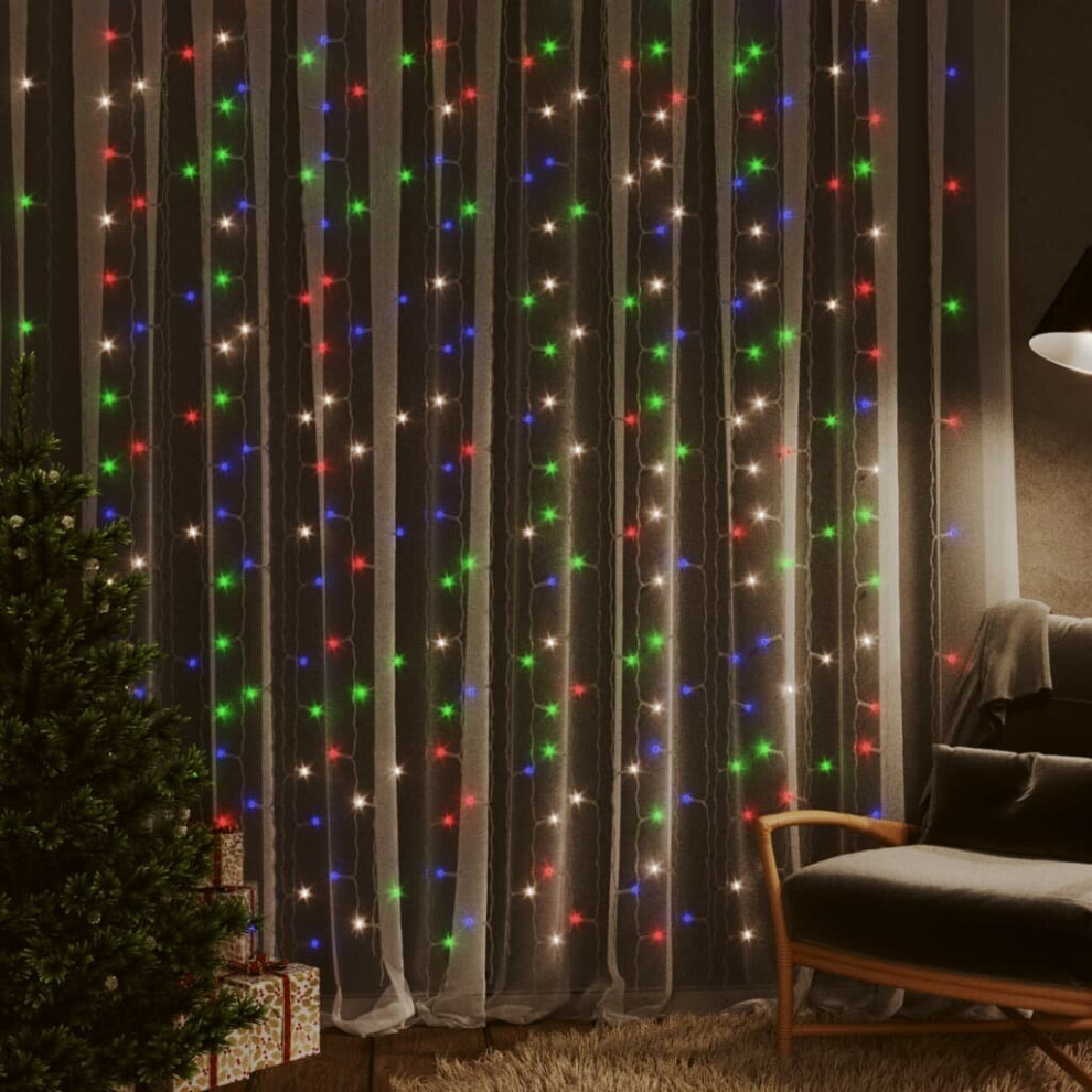 Vidaxl Led Curtain Fairy Lights 300 Led Colourful 8 Function Holiday Lighting