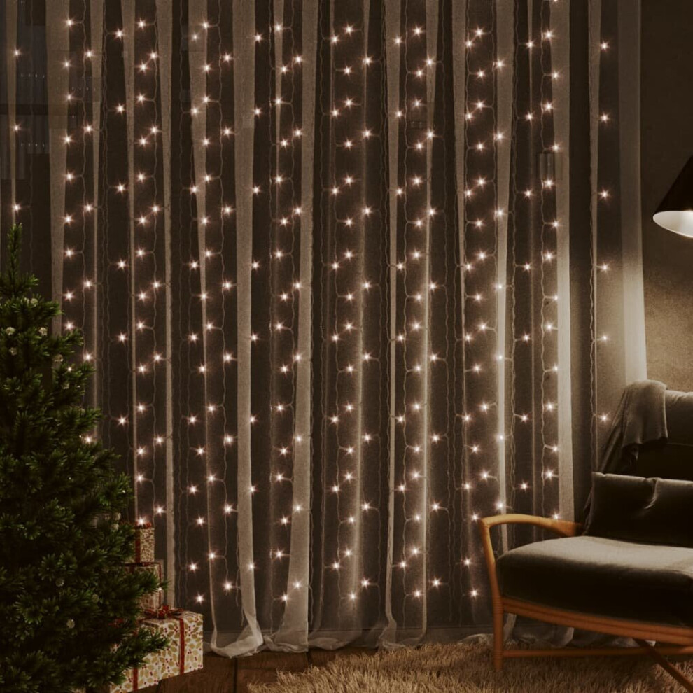 Vidaxl Led Curtain Fairy Lights 300 Led Warm 8 Function Holiday Lighting White