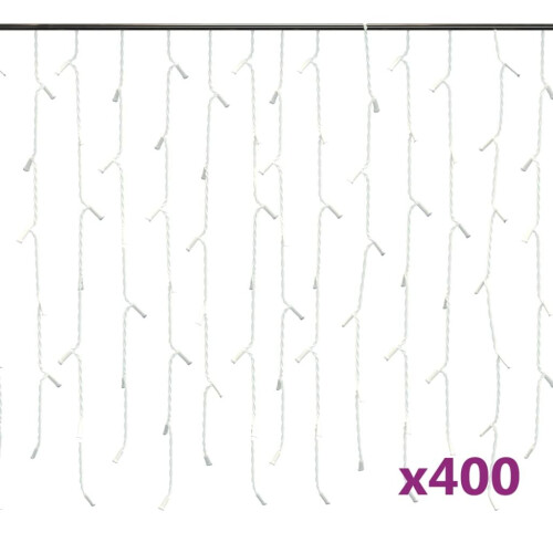VidaXL vidaXL LED Curtain Icicle Lights 10m 400 LED Warm White 8 Function Fairy Light 1