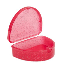 (Glitter Red) Slim Gumshield Case ~ Glitter Mouthguard Box, Orthodontic Brace Retainer