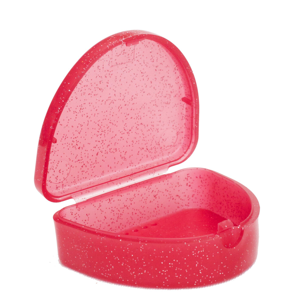 Orthocare (Glitter Red) Slim Gumshield Case ~ Glitter Mouthguard Box, Orthodontic Brace Retainer