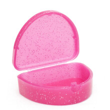 (Glitter Pink) Slim Gumshield Case ~ Glitter Mouthguard Box, Orthodontic Brace Retainer
