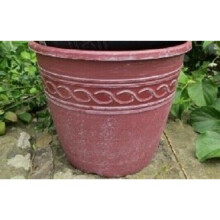 11" Infinity Round Terracotta With White Planter Bowl Garden Pot