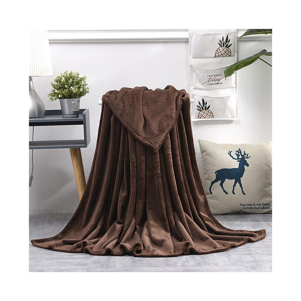 (Coffee, 50X70cm-Mini Size) 22 Solid Colors Sumptuous Light Winter Flannel Plush Fleece Blanket Soft Warm