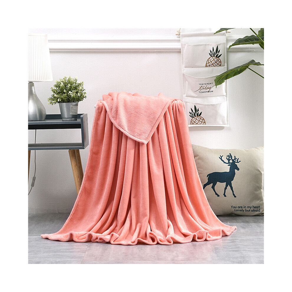 (Light Pink, 70X100cm-Small Size) 22 Solid Colors Sumptuous Light Winter Flannel Plush Fleece Blanket Soft Warm Multicoloured