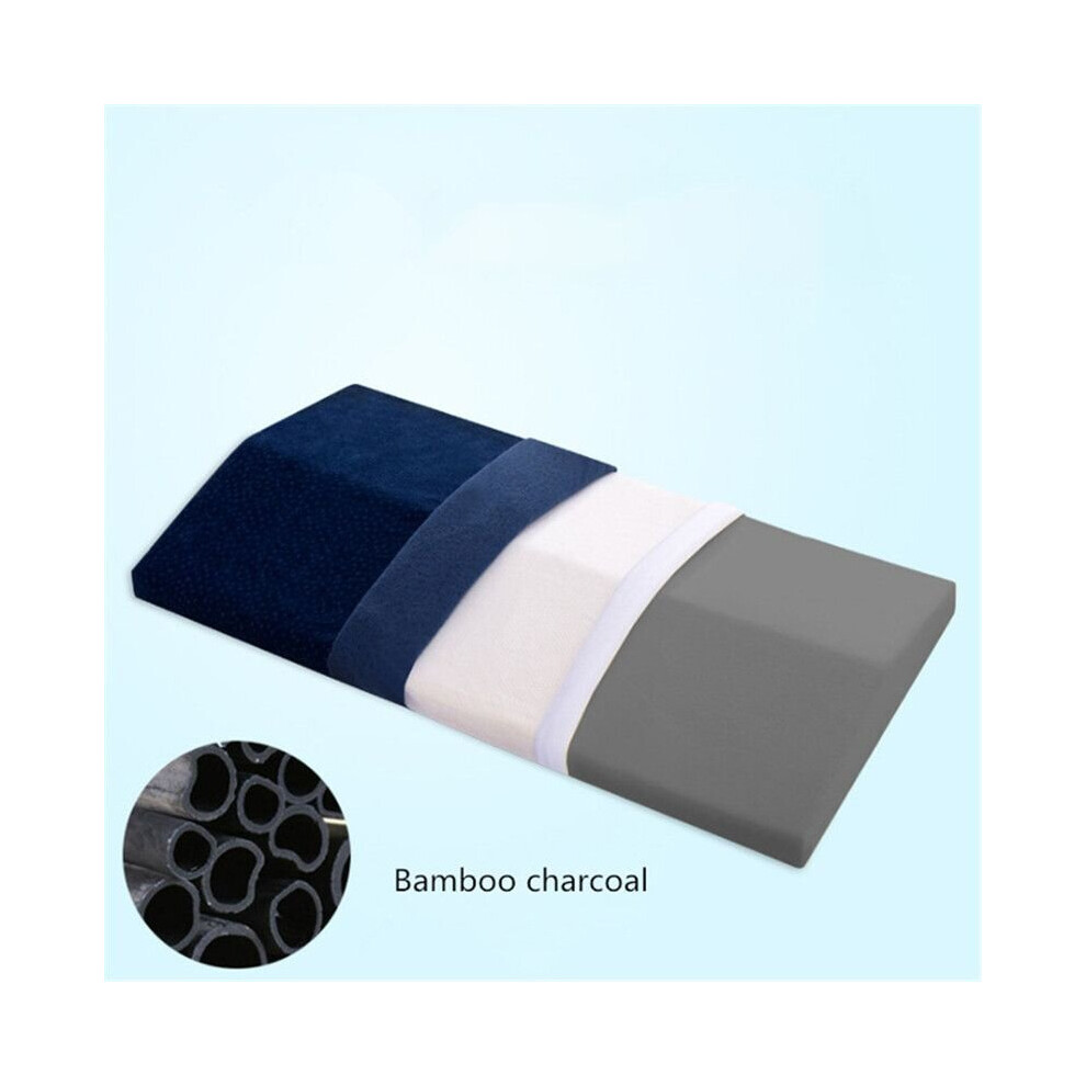 (Bamboo Charcoal Navy Blue, 60*30*5cm/23.6*11.8*2.0in) Lumbar Support Wedge Pillow Memory Foam Bed Cushion Sleeping Waist Leg Elevation