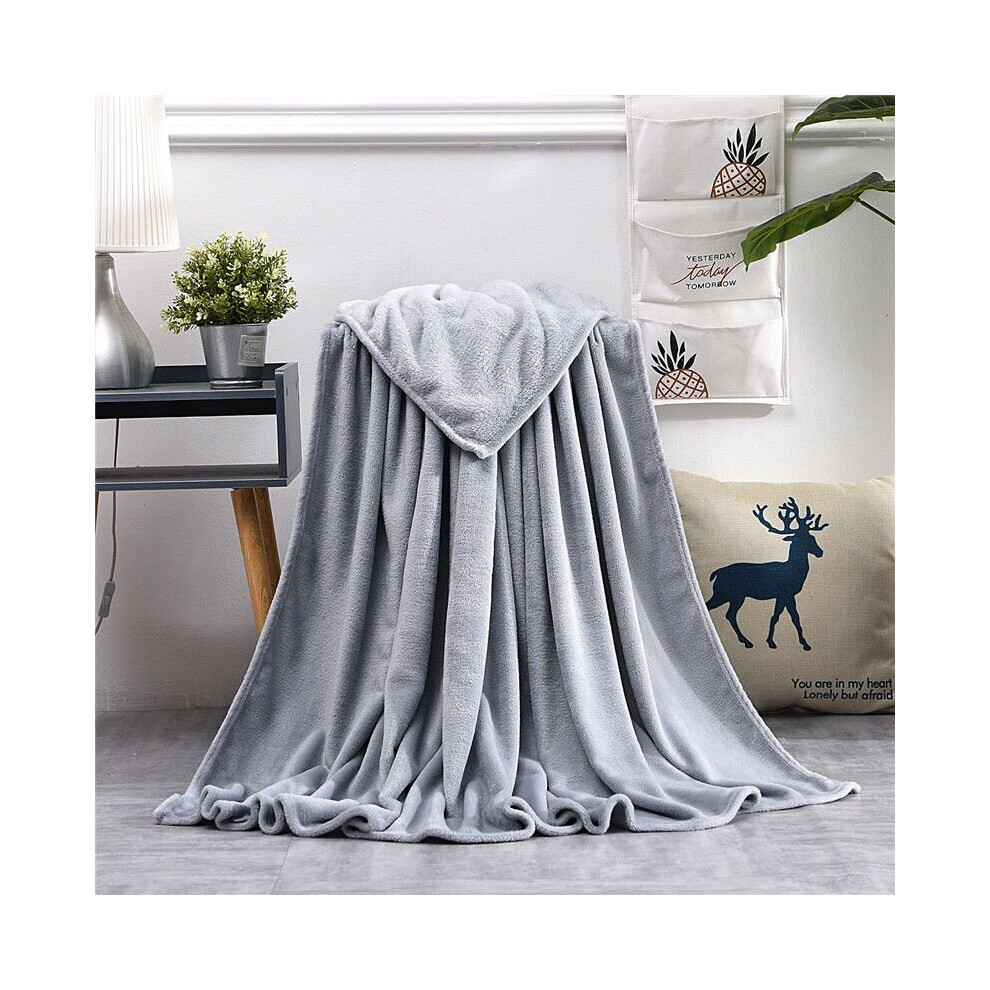 (Gray, 120X200cm-Large Size) 22 Solid Colors Sumptuous Light Winter Flannel Plush Fleece Blanket Soft Warm Multicoloured