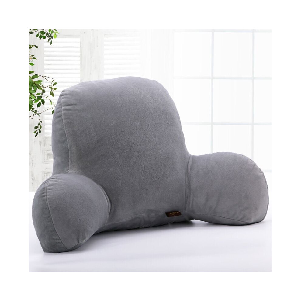 (Gray) Lounger Bed Rest Back Pillow Support Arm Stable TV Reading Backrest Seat Cushion