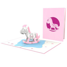 Pink Rocking Horse Laser Cut Pop Up Card Any Occasion Love Kate's Card Moments